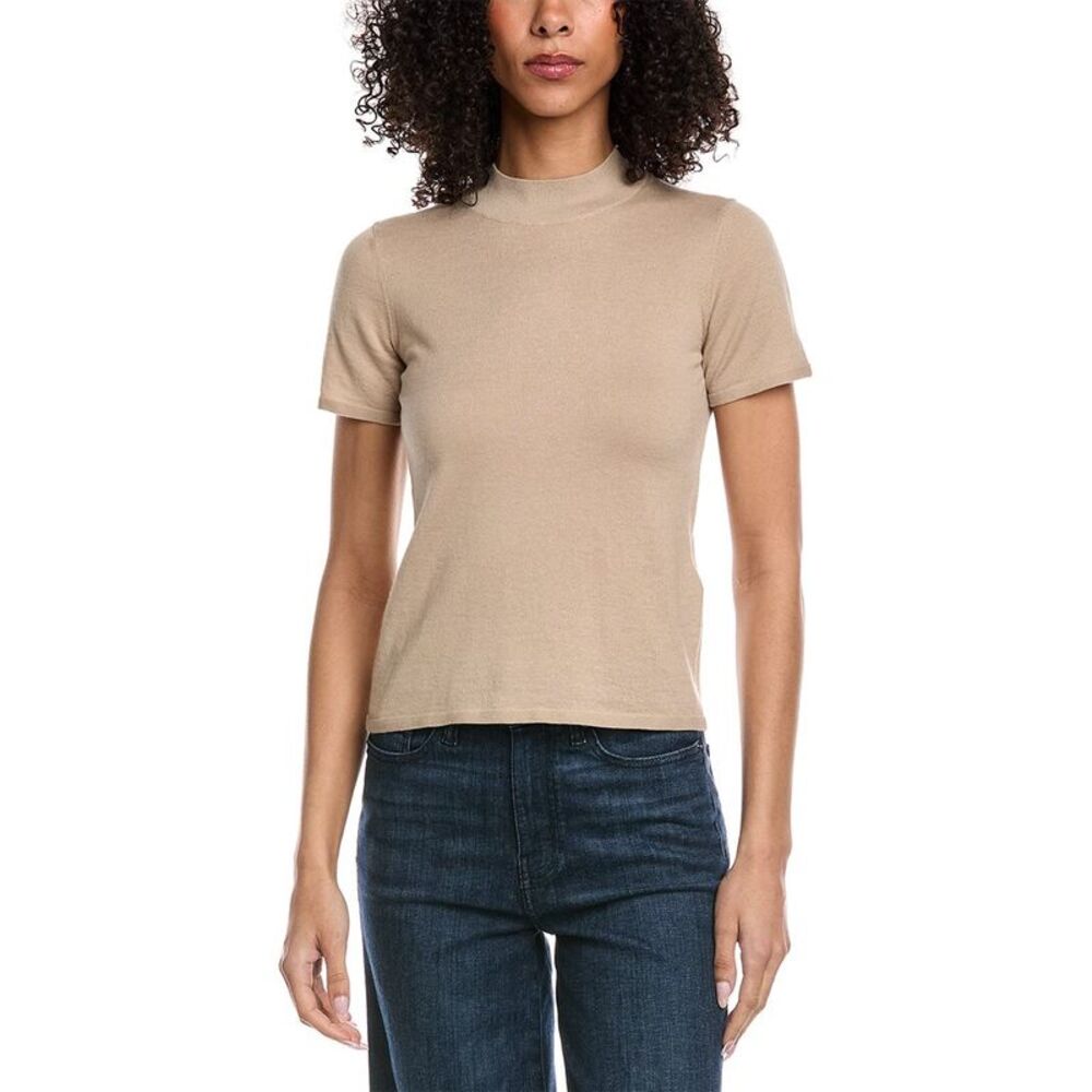 7 For All Mankind Womens Mock Neck Wool-Blend Top
